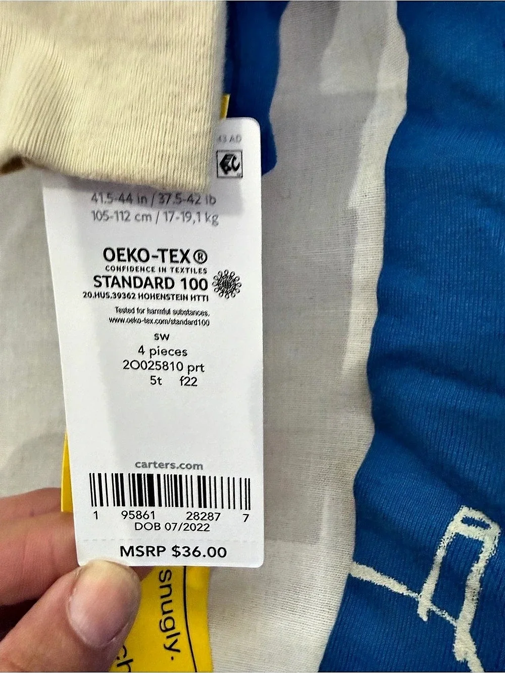 Carter's 4-Piece Animal Pajama Set Blue & Cream 5T NWT